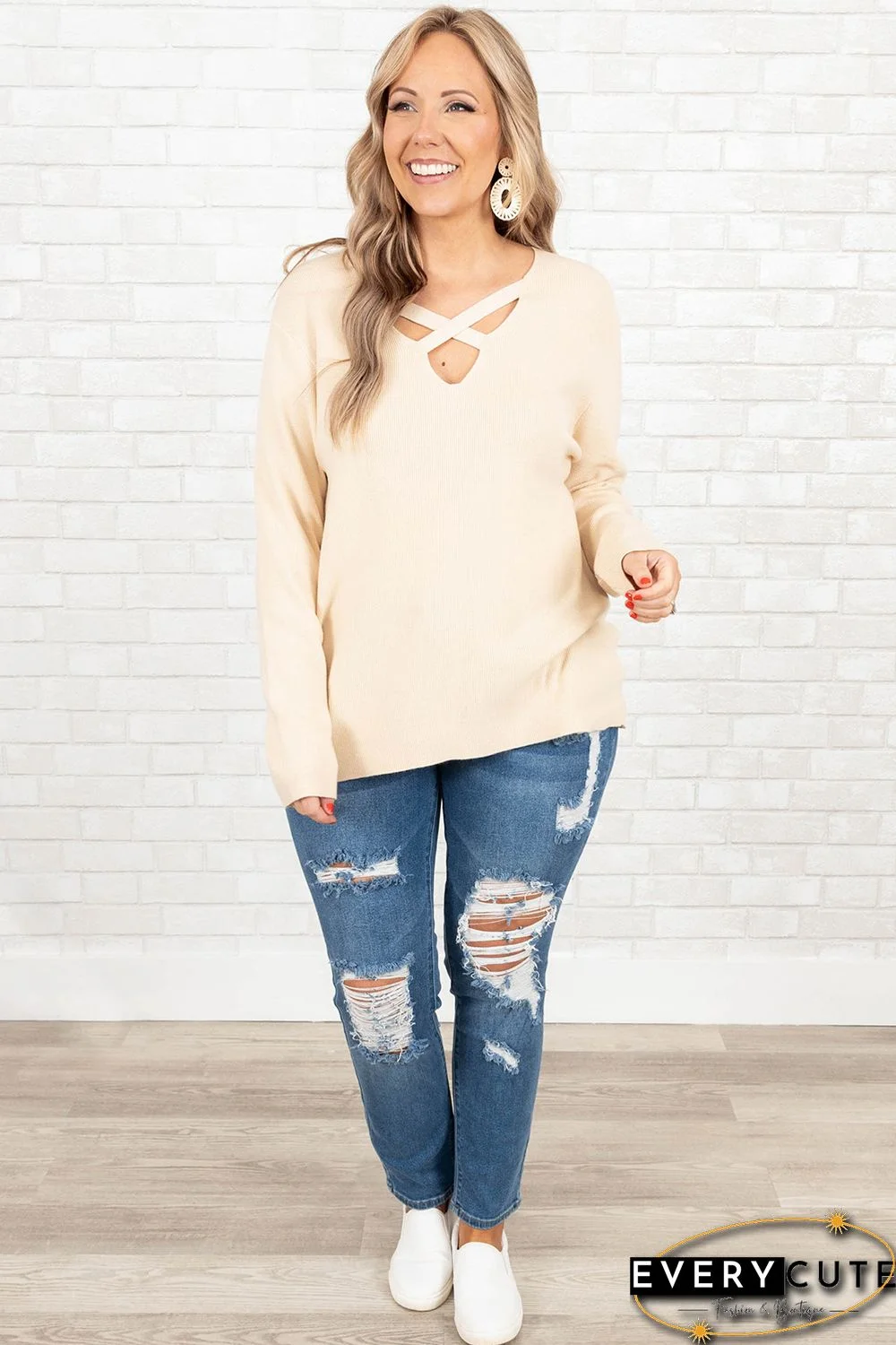 Blue Plus Size Distressed Ripped Skinny Jeans