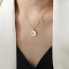 White Shell Golden Daisy Pendant Necklace