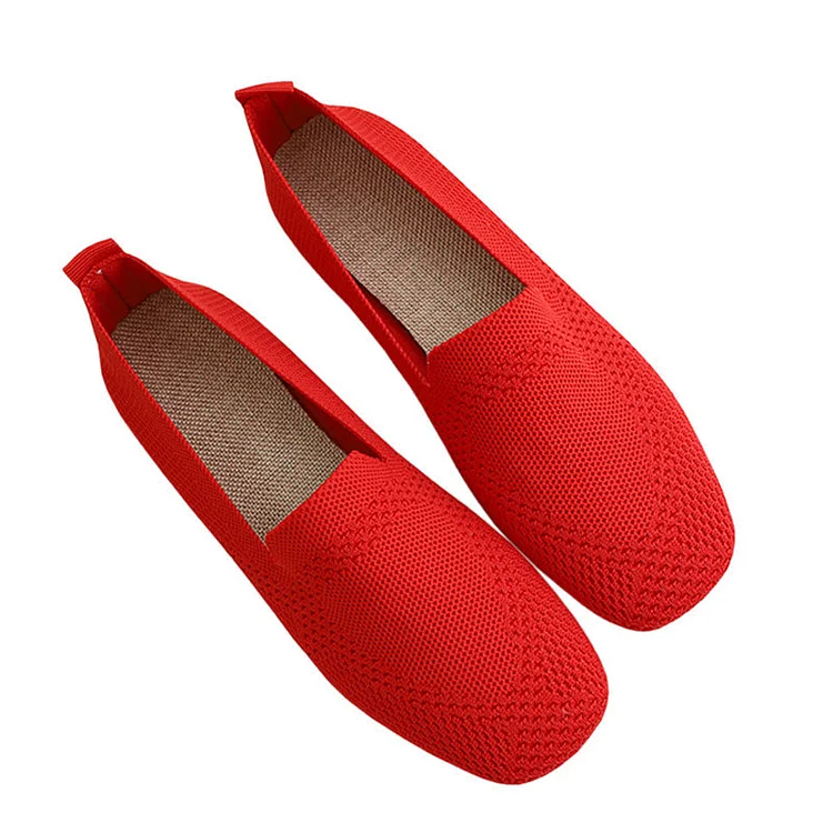 Stunahome V-KNIT Lightweight Square-Toe Flats shopify Stunahome.com