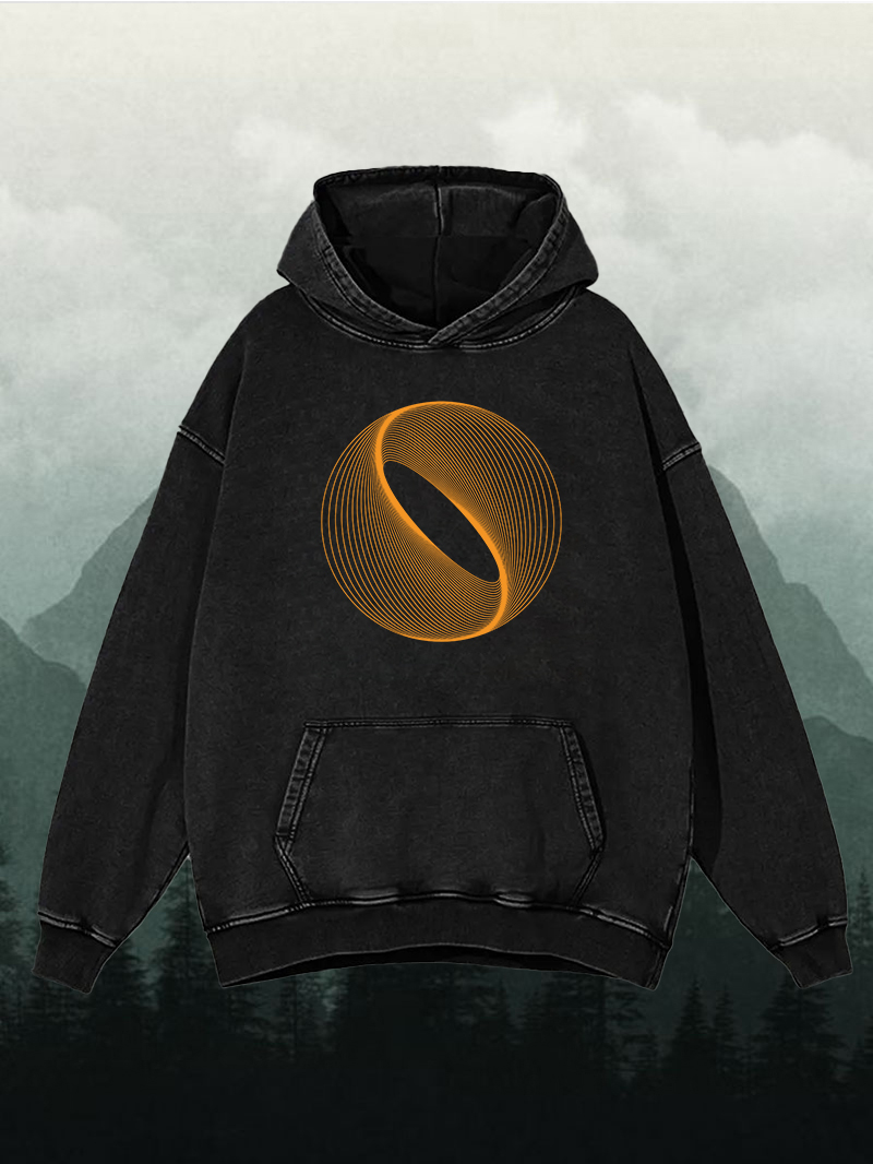 Men's Line round Vintage Washed Hoodie