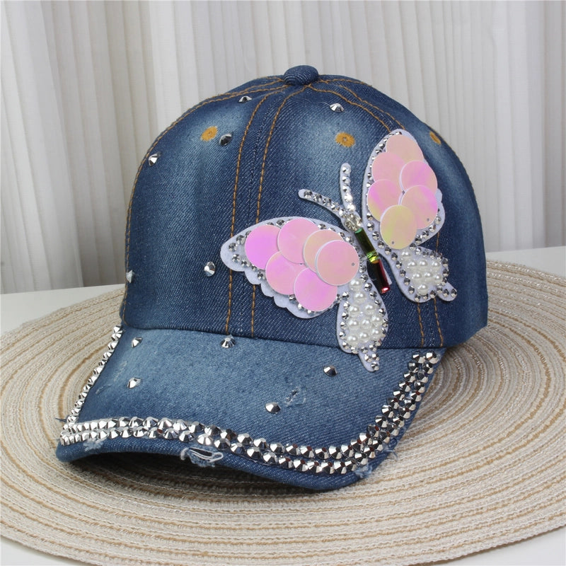 Unisex Streetwear Pentagram Letter Butterfly Curved Eaves Baseball Cap