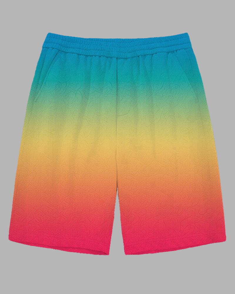 Men's Vibrant Colorful Gradient Effect Summer Casual Big and Tall Shorts