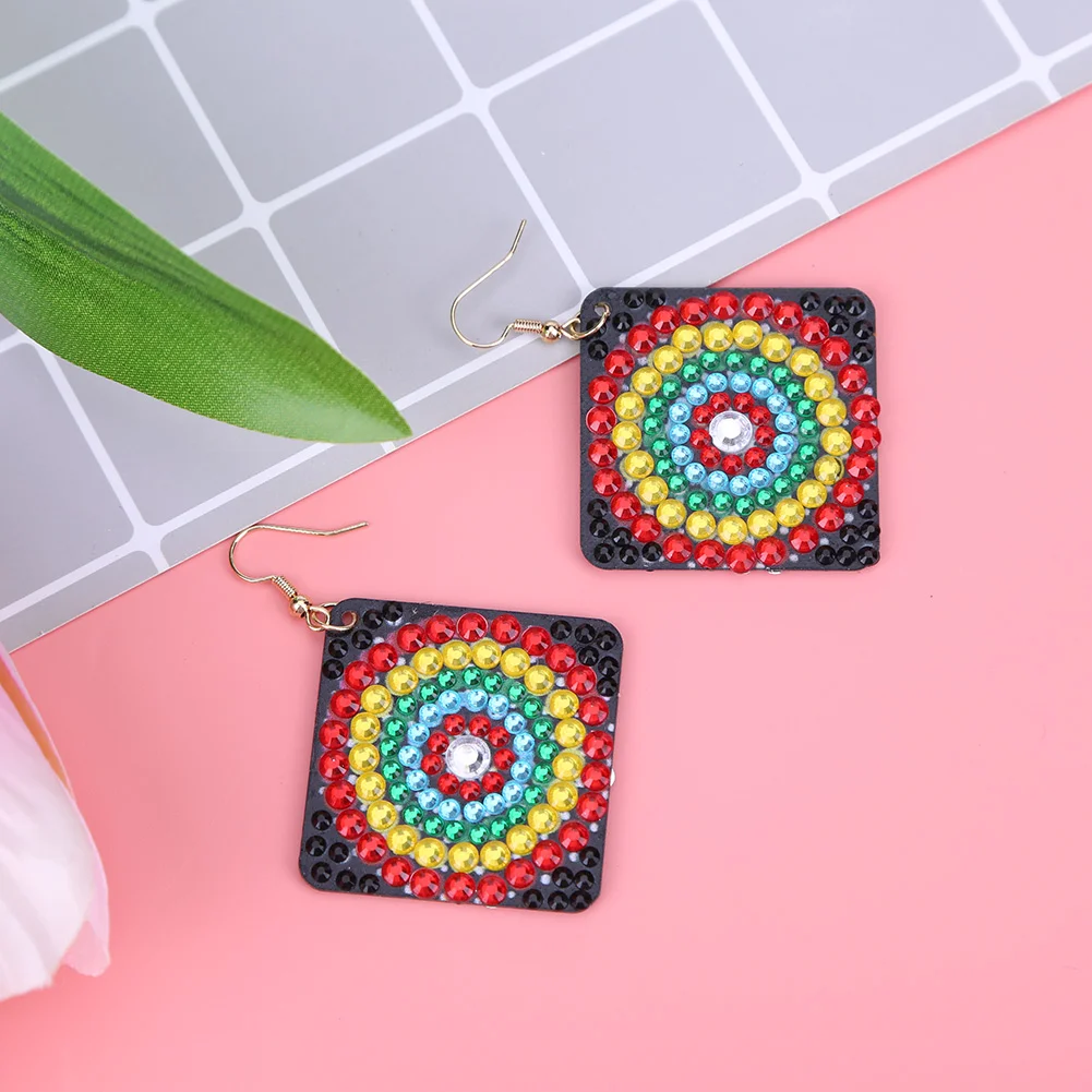 4PCS 5D DIY Diamond Painting Square Drop Earrings(Double-sided)