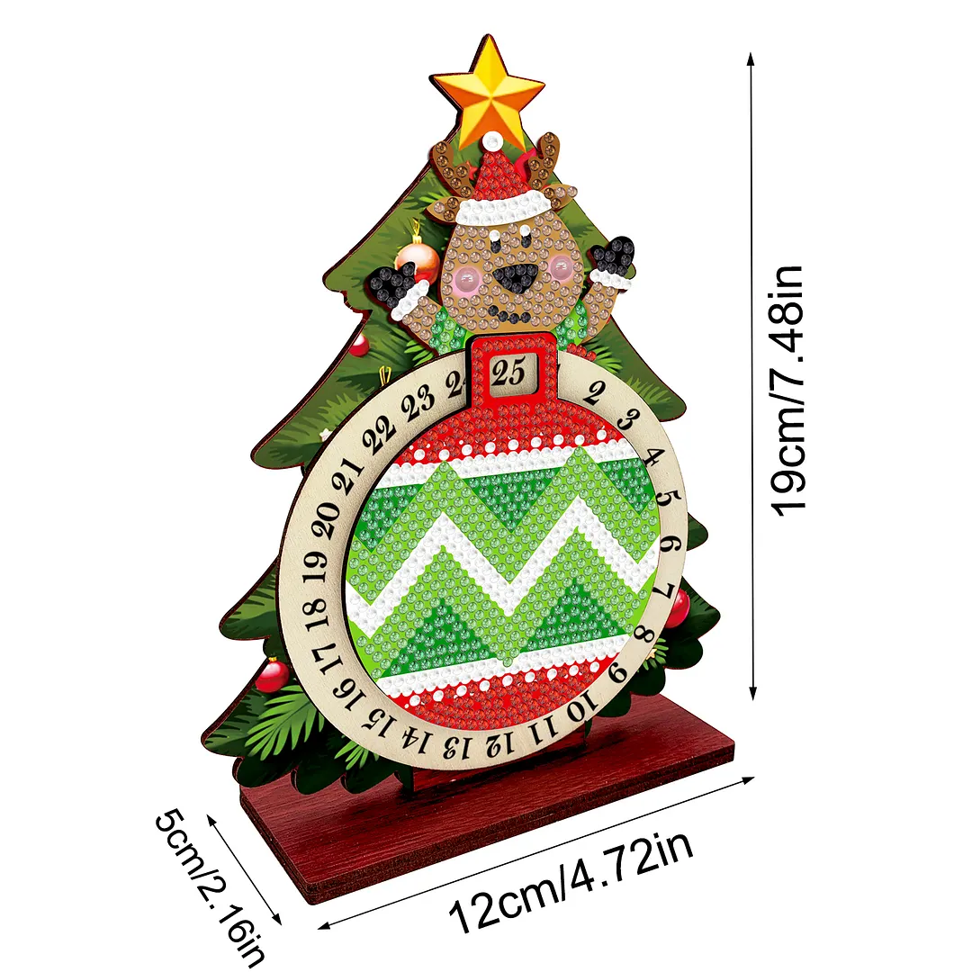 Elk DIY Christmas Countdown Diamond Painting Tabletop Ornaments Kit 25 Days Crystal Art Craft Decoration Wooden for Living Room Home Office Decoration