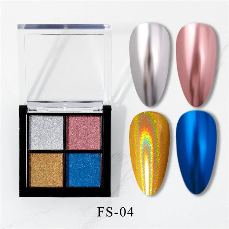 6Colors Laser Holo Aurora Solid Mirror Nail Glitter Powder Nails UV Gel Polish Holographics Pigment Nail Art Decorations-Nail Inspo