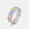 Baguette Colorful Lab Sapphire Rainbow Ring 