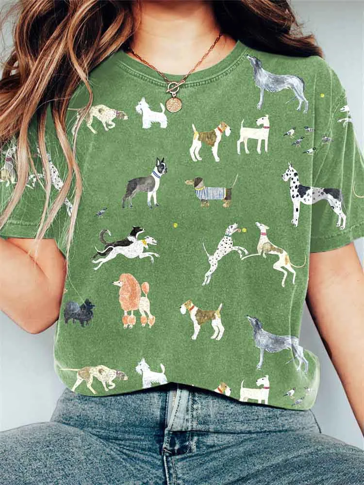 Cute Dogs Art Print Vintage T-Shirt