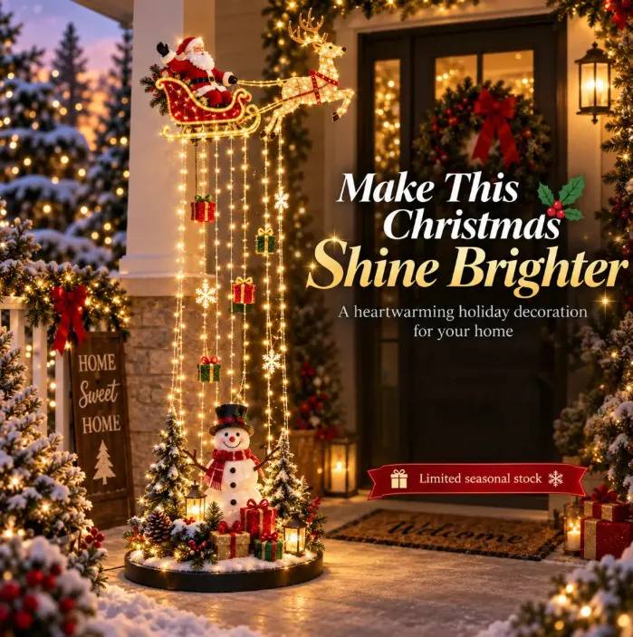 Santa Sleigh Cascade Light Stand