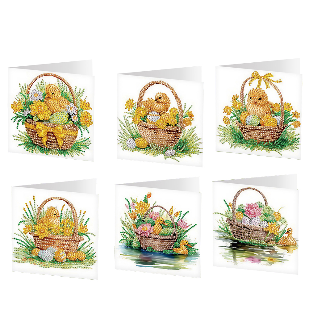 6pcs Easter Diamond Painting Greeting Cards DIY Handmade Arts Crafts for Easter
