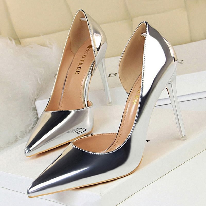 BIGTREE Shoes Sexy Woman Pumps Patent Leather High Heels Plus Size 43 Women Shoes Heels 2020 Stiletto Ladies Shoes Wedding Shoes