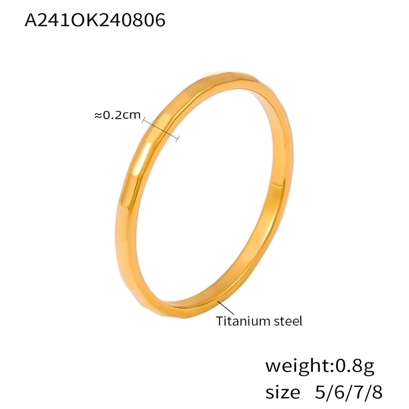 Elegant Modern Style Minimalist Geometric Titanium Steel 18K Gold Plated Plating Rings