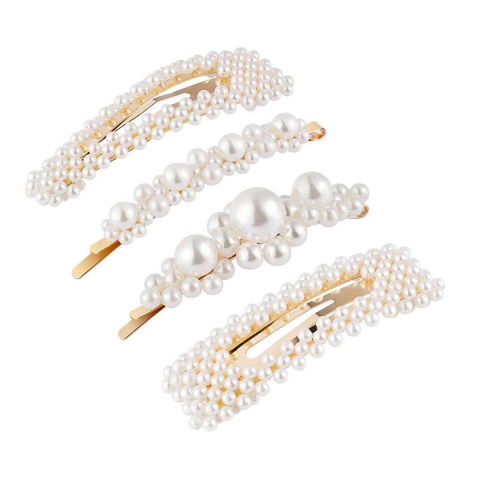 

4pcs Sweet Hair Clips Pearl Rhinestone Hairpin Korean Barrettes -Style 2, 501 Original
