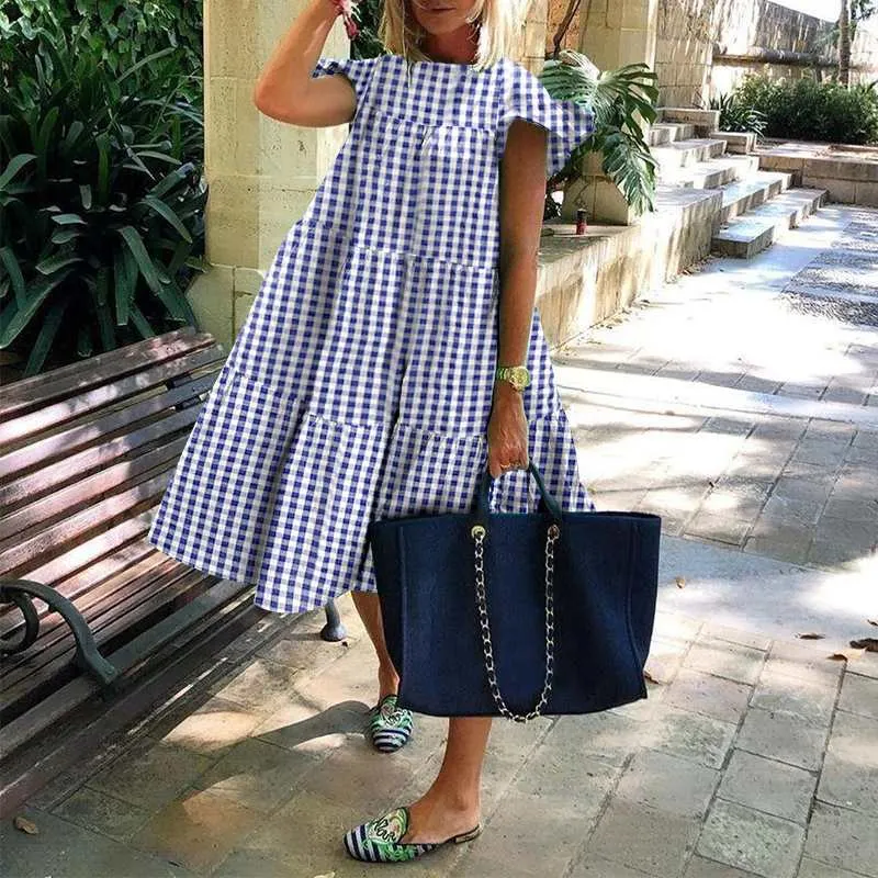 Summer Dress 2022 VONDA Women Summer Sundress Holiay Vintage Ruffled Party Dresses Casual Vestidos Femme Robe  Robe
