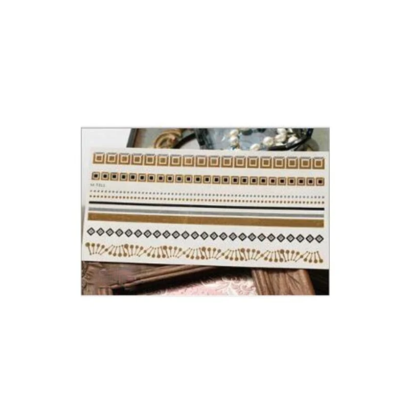 Geometric Shape  Metallic Waterproof Temporary Gold and SilverTattoo Stickers Mobile Phone Waterproof Shiny Bracelet Stickers