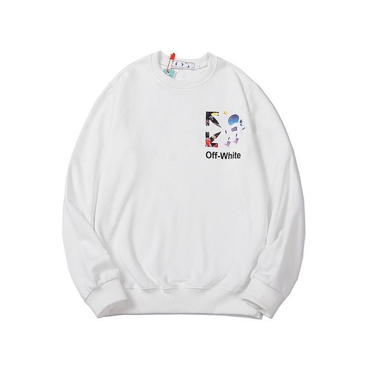 Off White Sweatshirts Long Sleeve round Neck Sweater Autumn and Winter Pattern Terry Sweater for Men and Women