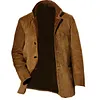 Plus Size Men Vintage Fleece Suede Blazer Double Layer Lapel Fur Leather Collar Medium Length Coats by Inlyline