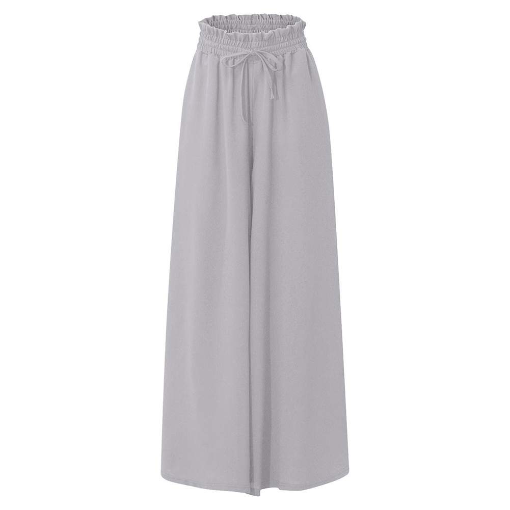 Light Gray Elastic Waistband Wide Leg Long Culottes