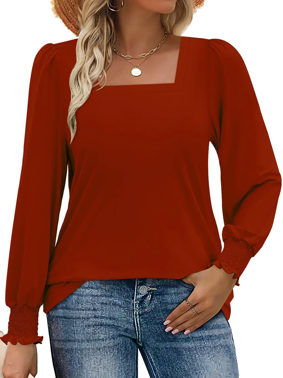Athvotar Athvotar And Autumn 2025 New Striped Side-Laceed Leaf Cuff Bubble Long Sleeve T-Shirt