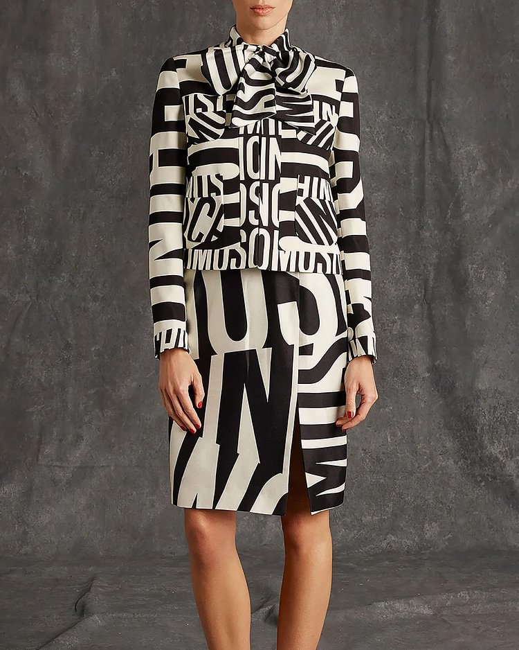 Elegant Monogram Graffiti Print Suit