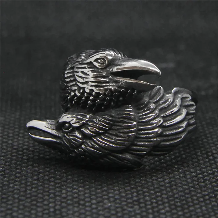 Odin Ravens Huginn And Munin Stainless Steel Viking Ring