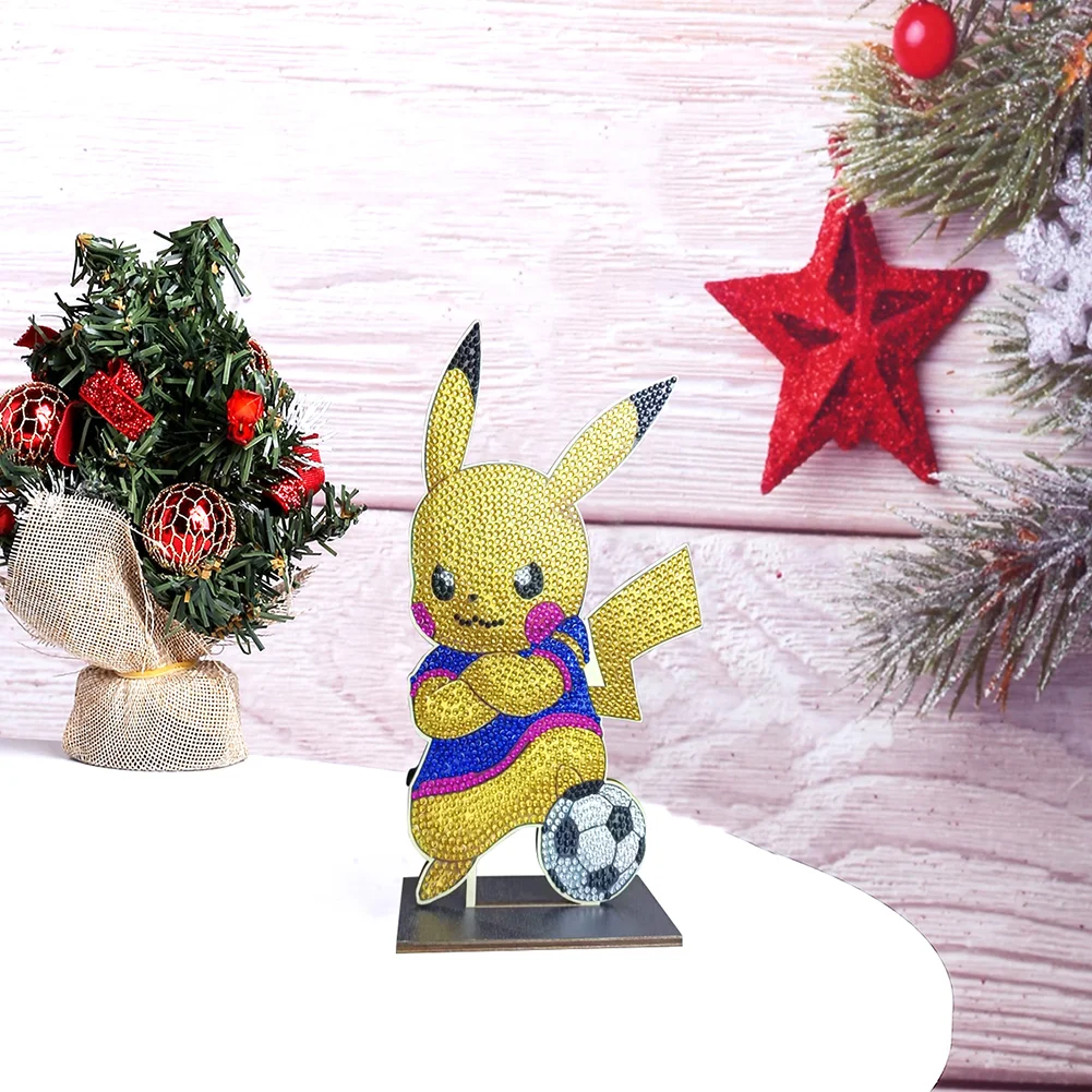 DIY Pikachu Wooden Table Ornament Art Crafts Single Sided Home Decoration