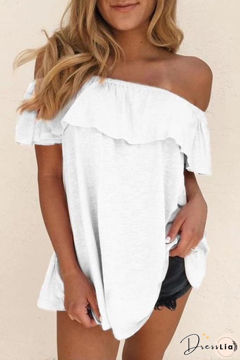 Fashion Casual Solid Patchwork Off the Shoulder T-Shirts