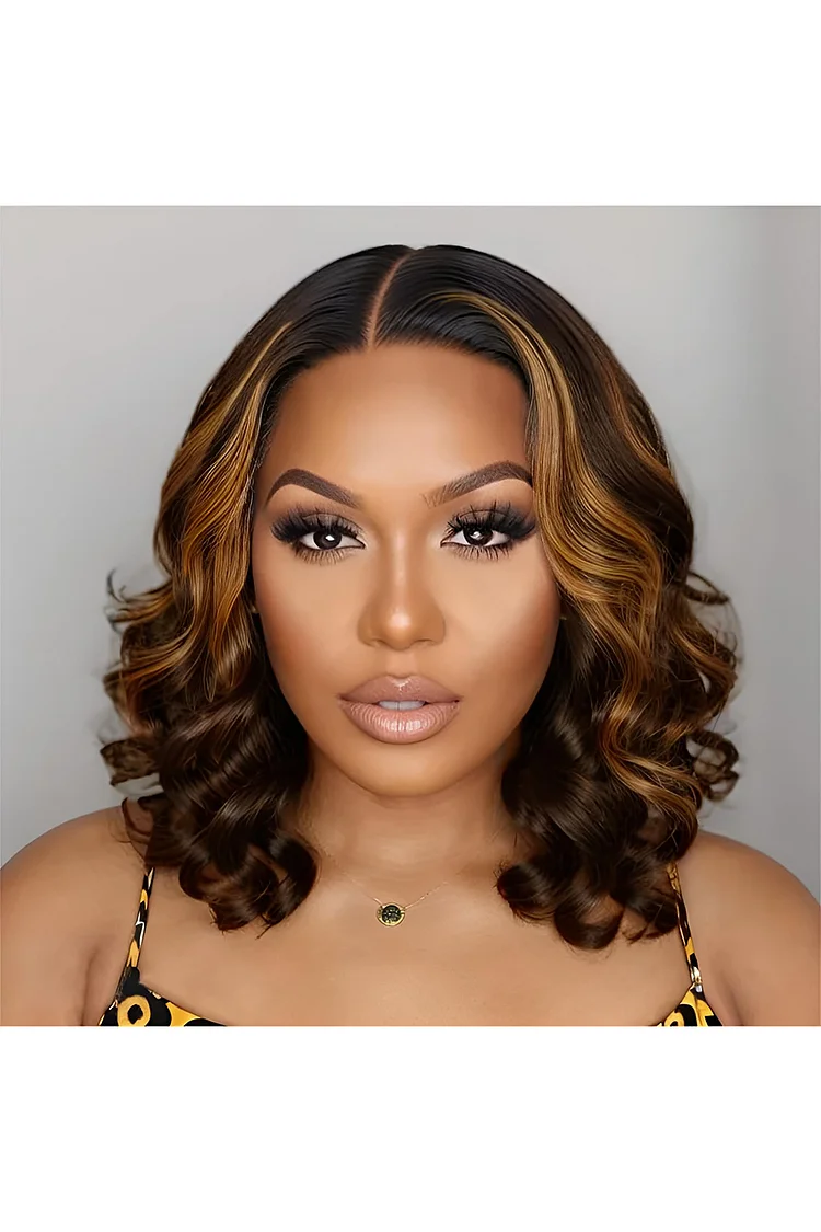Daily Brown Mid-Length Highlighted Curly Wigs 2024 - Xpluswear