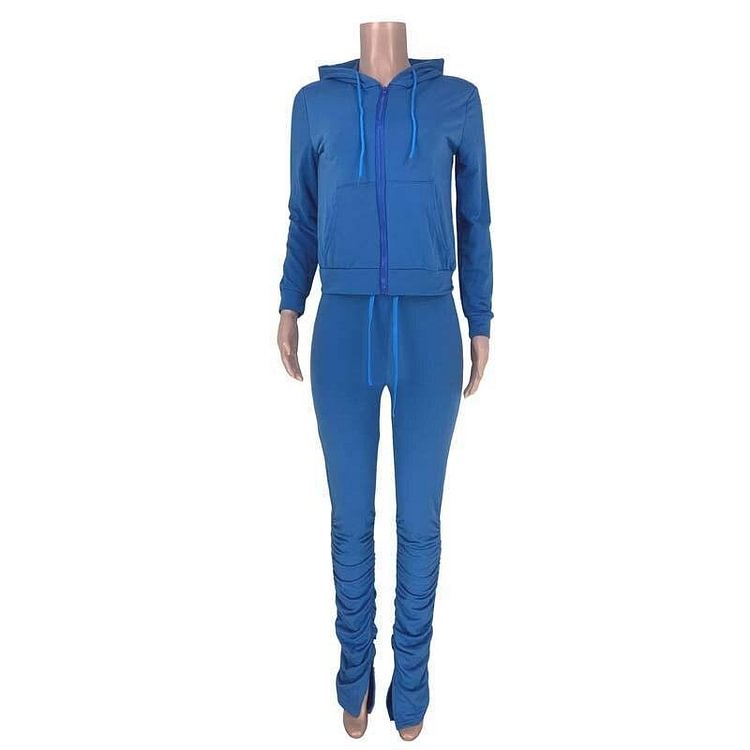 Autumn Winter Long Stacked Pants Set Women Sexy Outfits for Woman Set Tracksuit Ladies Sweat Suits Female Hoodie Sets