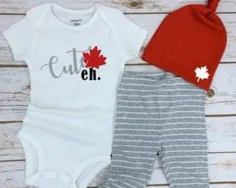 Pornhint Canada Day Outfit | Cute eh Onesie¨ | Gender Neutral outfit | Baby Shower Gift | Newborn gift | Canadian Baby