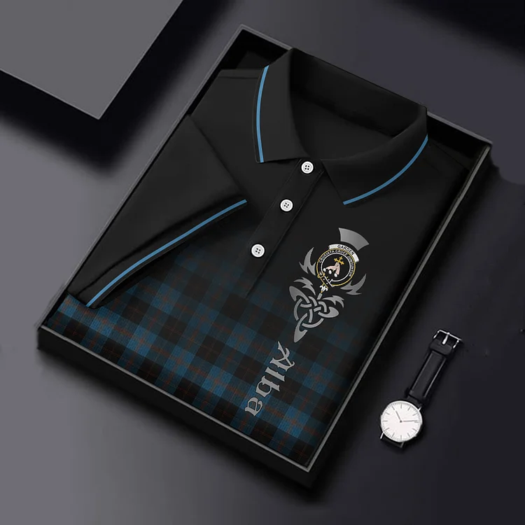 Men's Scotland Gradient Plaid Print Polo Shirt