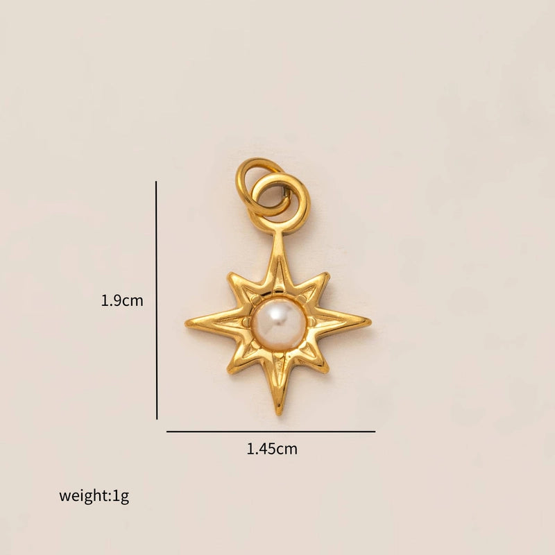 1 Piece 201 Stainless Steel 304 Stainless Steel 18K Gold Plated Pearl Coin Multi Charms Necklace