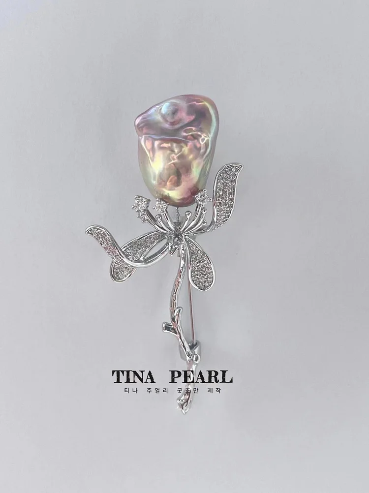 TINA Jewelry Creative Pearl Series Natural Baroque Pearl Flower brooch