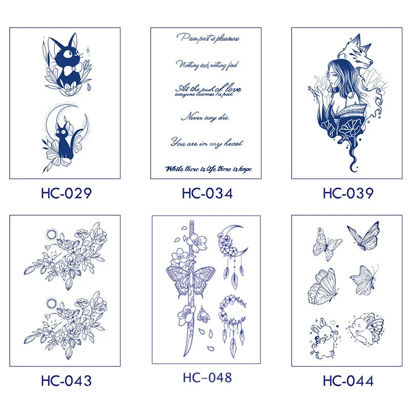 Flower Butterfly Animal Art Festival Comic Text Waterproof Full Body Arm Natural Temporary Tattoo For Men and Women