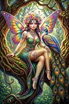 Luxury AB Velvet Diamond Painting Kit - Fairy and Peacock