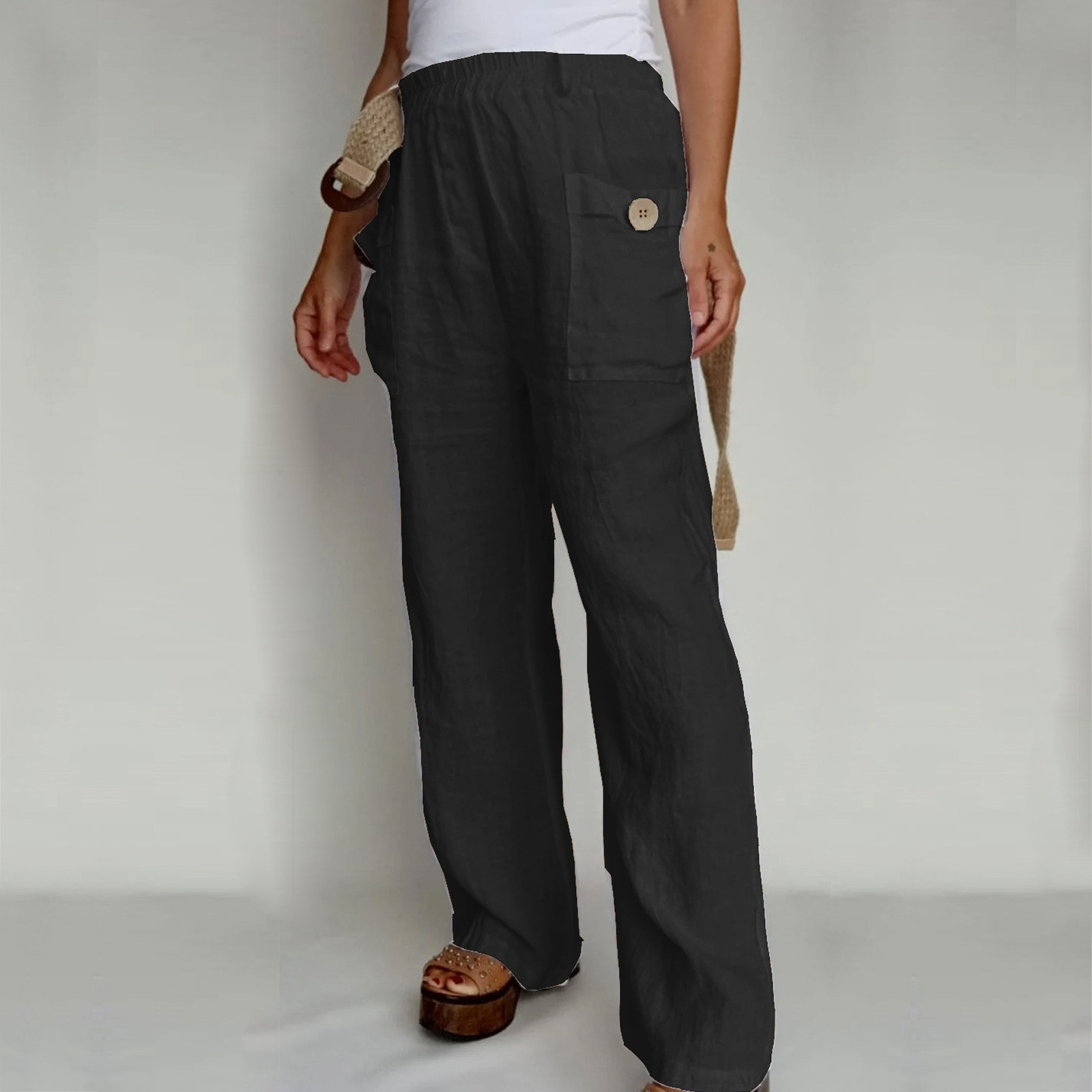 Rotimia Cotton linen casual pants home trousers