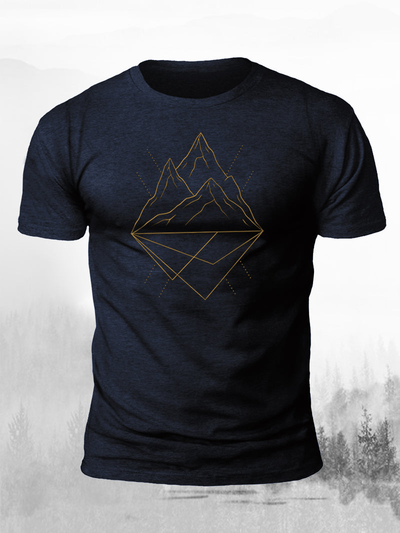 Men's Gold-Style Linear Mountain Short-Sleeved Shirt
