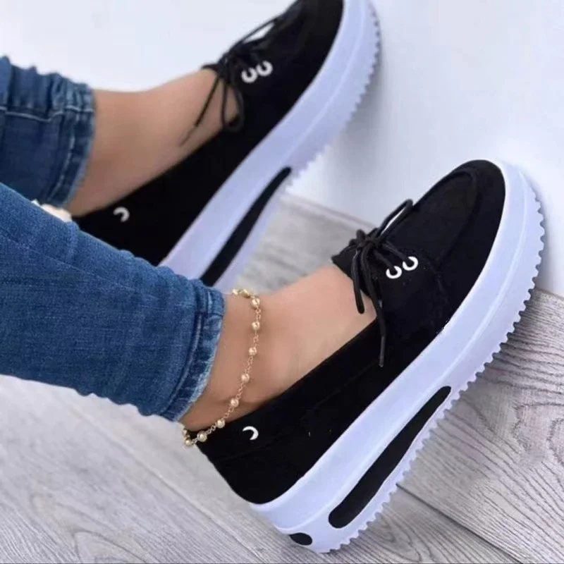 Qengg Autumn Lady Sports Shoe Female Recreational Single Shoe Outdoor Walking Shoe Flat Shoe Fashion Platform Female Shoe Low Upper