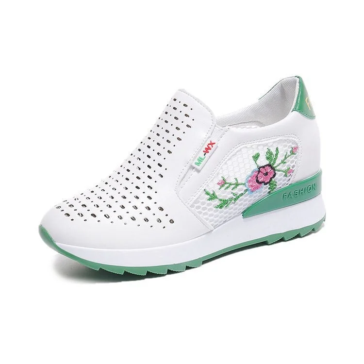 New hidden white wedge heel slippers casual shoes high heel shoes breathable mesh wedges for women 2020 new