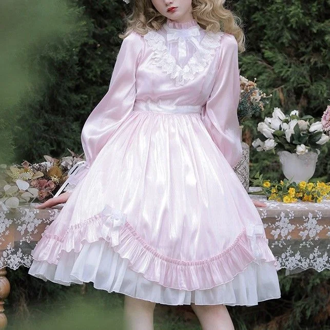 Lolita Fashion Long-Sleeve Ruffled A-Line Dress YP938