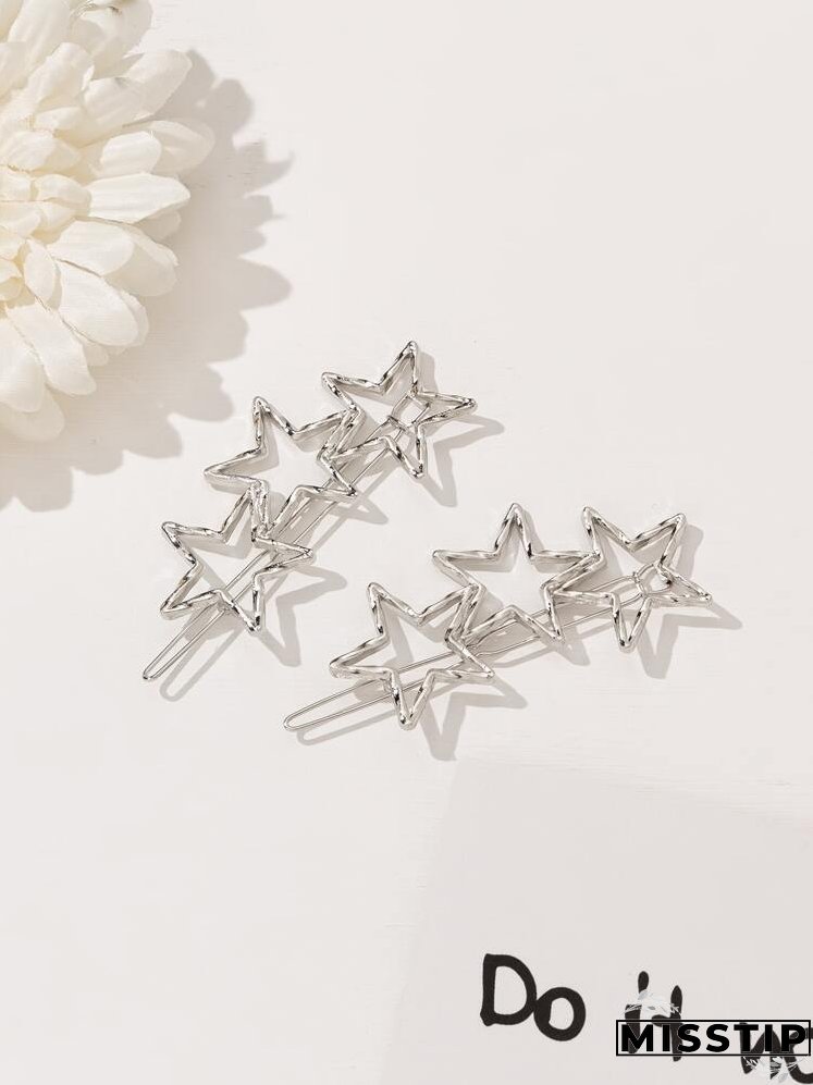 2pcs Star Decor Hair Clip