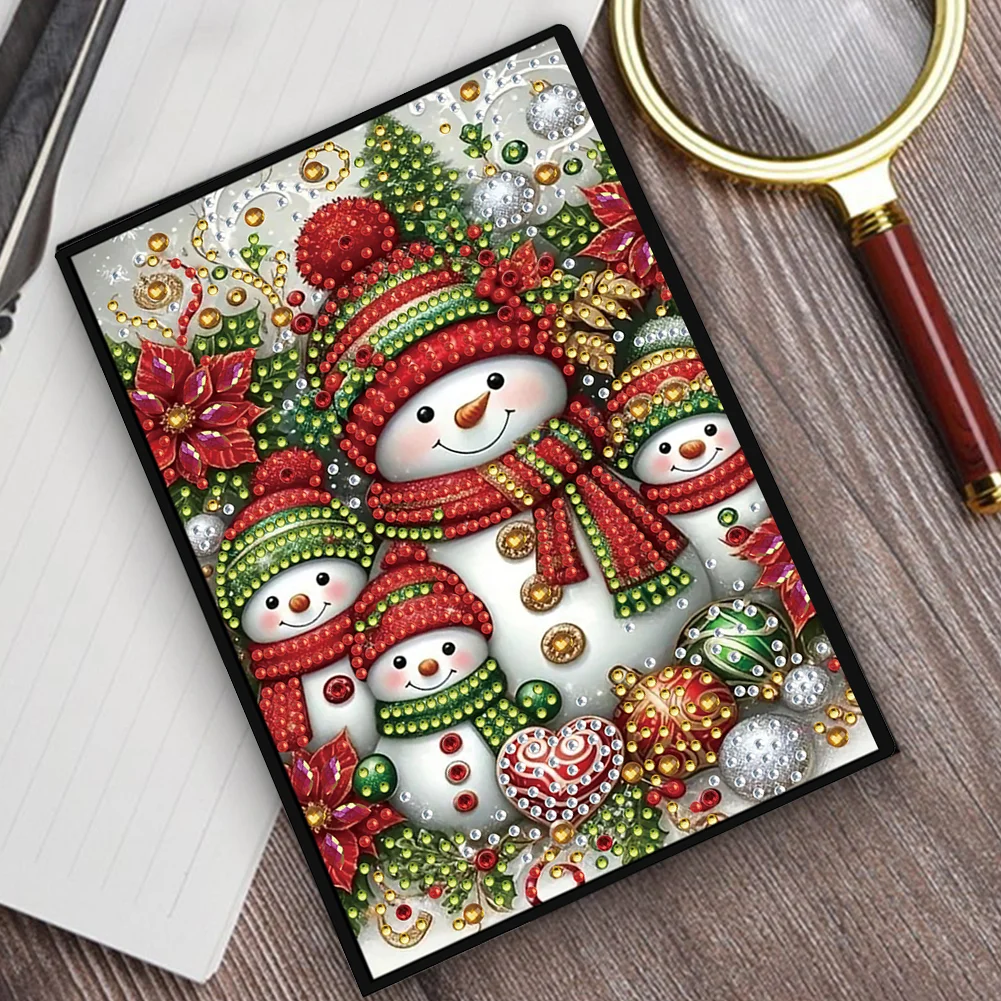 50-Page A5 Snowman Diamond Painting Notebook for Adult Holiday Birthday Gift
