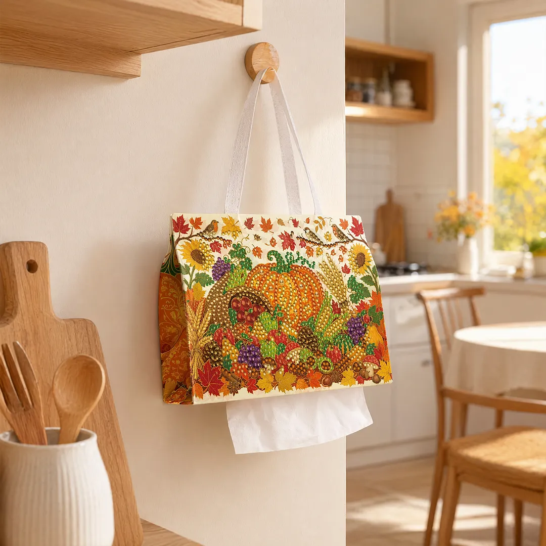 Diamond Tissue Organizer Exquisite Craftsmanship for Bathroom Bedroom Decor (Harvest)