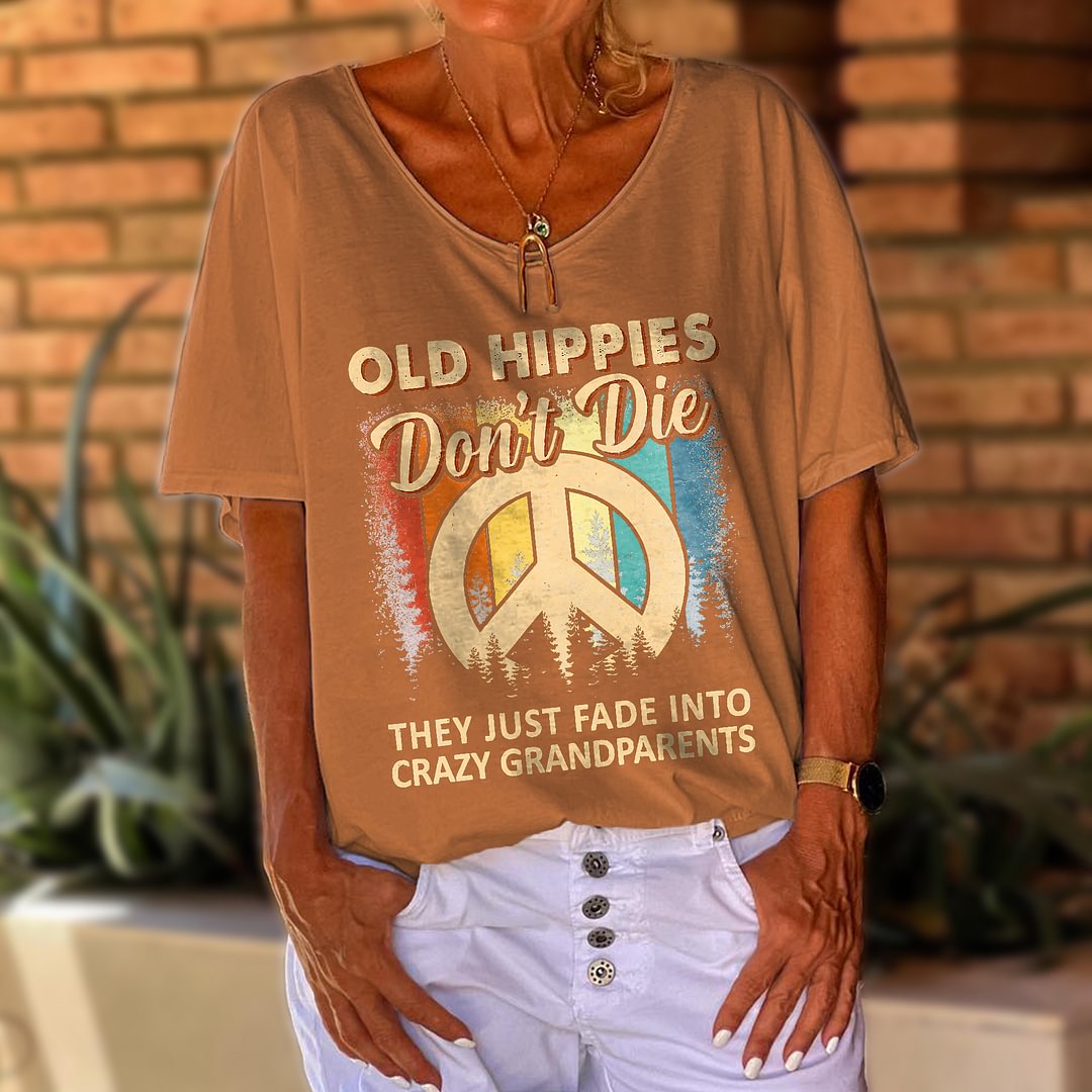 Old Hippies Don't Die Printed Hippie T-shirt