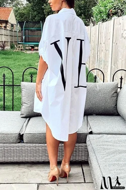 MidiSono - Letter Print Shirt Mini Dress