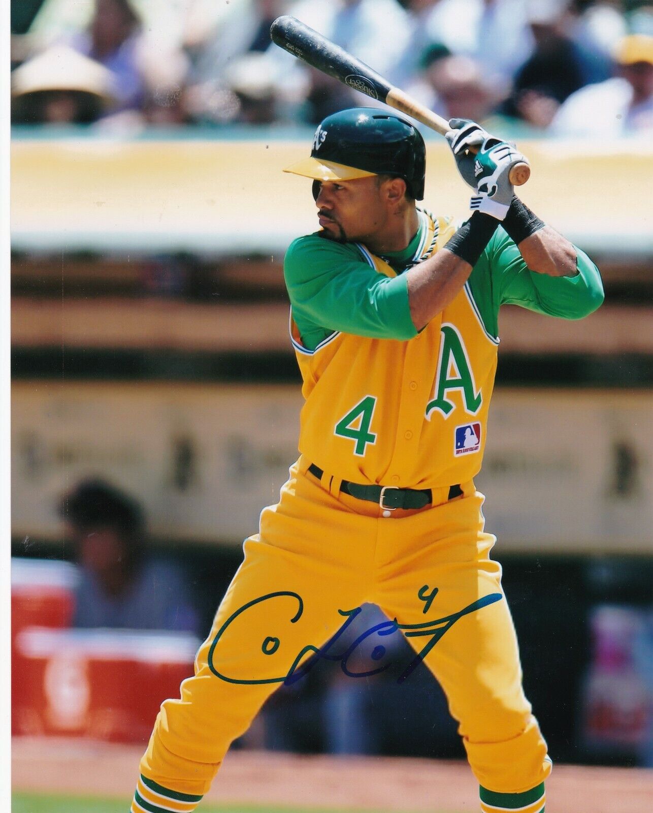 COCO CRISP OAKLAND A'S ACTION SIGNED 8x10