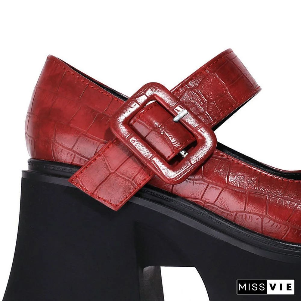Vintage Mary Jane Shoes Platform Strap Buckle