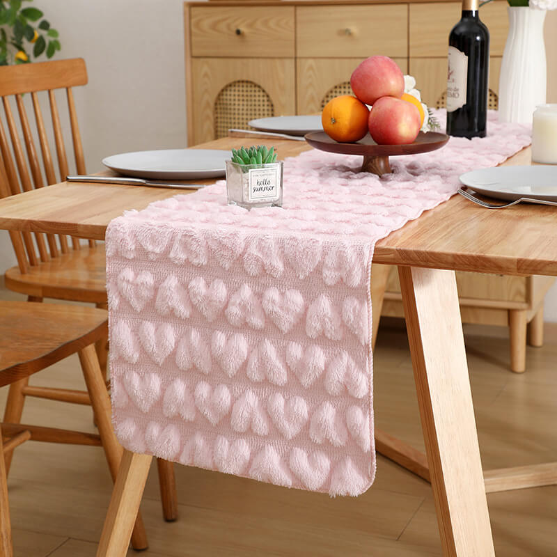 Valentine&rsquo;s Day Plush Heart Table Runner