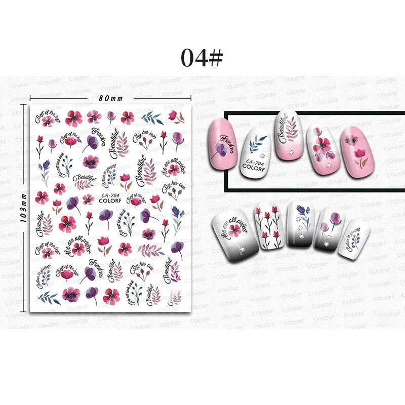 1 Sheet 3D Halloween Nail Sticker Christmas Skull Bone Snake Butterfly Maple Leaf Pattern Decals Manicures 3D Nail Decorations