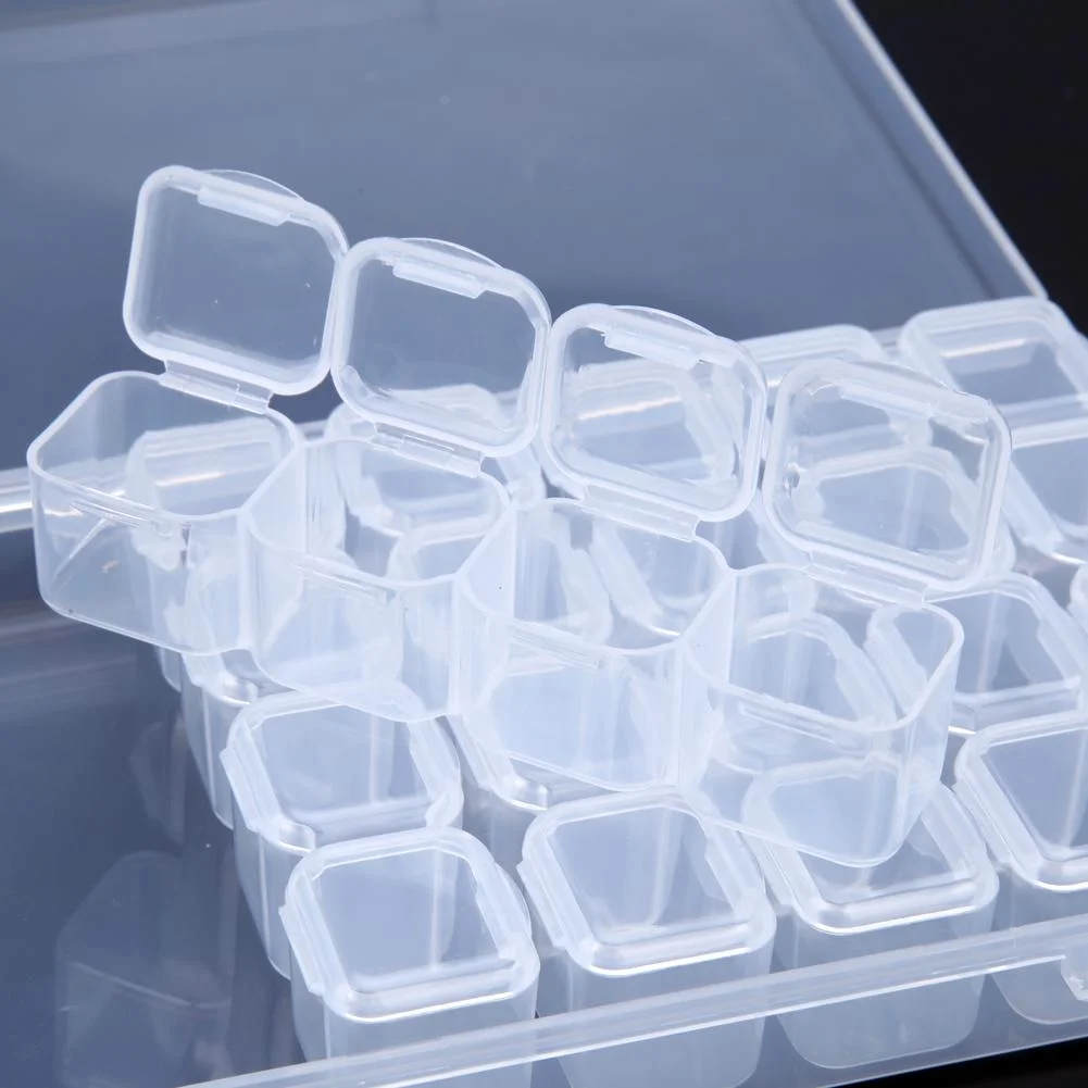 28 Grids Plastic Clear Nail Tools Jewelry Storage Box Case Organizer Beads