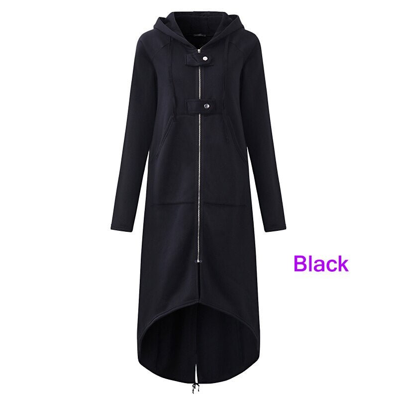 Women Sweatshirt Dress ZANZEA Fashion Asymmetrical Hoodies Autumn Zipper Buckles Coats  Hooded Outerwear Oversized